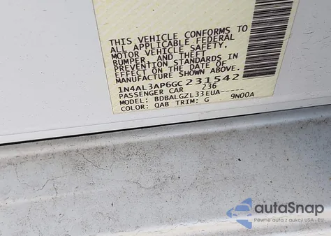 2016 Nissan Altima 2.5/2.5 S/2.5 Sl/2.5 Sr/2.5 Sv z USA, uszkodzony, nr VIN 1N4AL3AP6GC231542